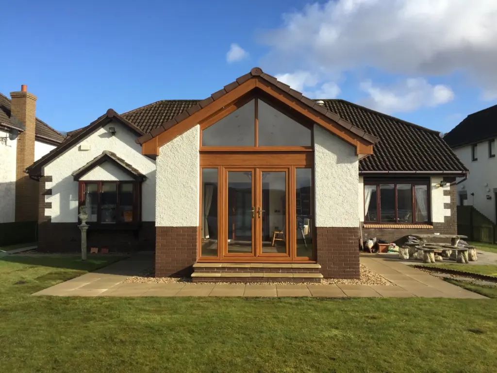 house extention oak door outside view